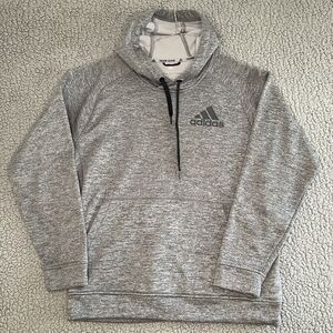 Adidas Essentials Sweater Mens Large Gray Charcoal Hoodie Sportswear Climawarm